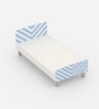 Minimalist Kids Single Bed in White and Light Blue Stripes