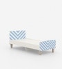 Minimalist Kids Single Bed in White and Light Blue Stripes