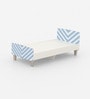 Minimalist Kids Single Bed in White and Light Blue Stripes