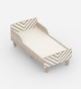 Minimalist Kids Toddler Bed in Oak and White Stripes