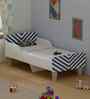 Minimalist Kids Toddler Bed in White and Blue Stripes