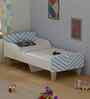 Minimalist Kids Toddler Bed in White and Light Blue Stripes