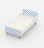 Minimalist Kids Toddler Bed in White and Light Blue Stripes