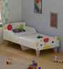 Minimalist Kids Toddler Bed in White and Multicolor Finish