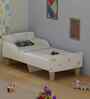 Minimalist Kids Toddler Bed in White and Yellow Finish