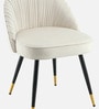 Minimalist Velvet Fabric Dining Chair In Beige Colour