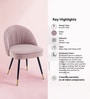 Minimalist Velvet Fabric Dining Chair In Grey Colour