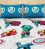 Avengers Themed Double Bedsheet with 2 Pillow Cover in Blue Colour