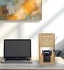 Minister Wooden Shelf Table Lamp With Wood Base