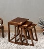 Mink Solid Wood Nest Of Tables  in Walnut Colour (Set Of 3)