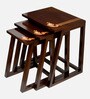 Mink Solid Wood Nest Of Tables  in Walnut Colour (Set Of 3)