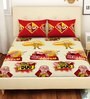 Motu Patlu Themed Double Bedsheet with 2 Pillow Cover in Red & Yellow Colour