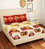 Motu Patlu Themed Double Bedsheet with 2 Pillow Cover in Red & Yellow Colour
