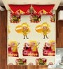 Motu Patlu Themed Double Bedsheet with 2 Pillow Cover in Red & Yellow Colour