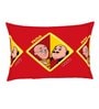 Motu Patlu Themed Double Bedsheet with 2 Pillow Cover in Red & Yellow Colour