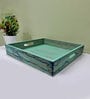 Mint Blue  Handpainted  Wood   Serving Tray