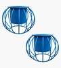 Set Of 2 Blue Metal Plant Stand