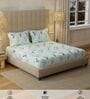 Mint Blue Floral 200 TC Cotton King Sized Bedsheet with 2 Pillow Covers