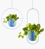 Set Of 2 Blue Hanging Metal Plant Stand