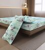 Mint Green Floral 144 Tc Cotton Double Bedsheet With 2 Pillowcovers