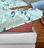 Mint Green Floral 144 Tc Cotton Elastic Fitted Double Bedsheet With 2 Pillowcovers