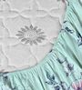 Mint Green Floral 144 Tc Cotton Elastic Fitted Double Bedsheet With 2 Pillowcovers