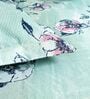 Mint Green Floral 144 Tc Cotton Elastic Fitted Double Bedsheet With 2 Pillowcovers