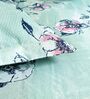 Mint Green Floral 144 Tc Cotton Elastic Fitted King Bedsheet With 2 Pillowcovers