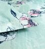 Mint Green Floral 144 Tc Cotton Elastic Fitted Single Bedsheet With Pillowcover