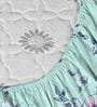Mint Green Floral 144 Tc Cotton Elastic Fitted Single Bedsheet With Pillowcover