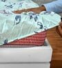 Mint Green Floral 144 Tc Cotton Elastic Fitted Single Bedsheet With Pillowcover