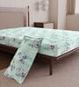 Mint Green Floral 144 Tc Cotton Single Bedsheet With Pillowcover