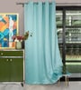 Mint Green Polyester Solid 7ft Blackout Eyelet Door Curtain