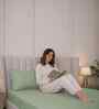 Minted Meadows Stripe 300 TC Pure Cotton King Fitted Bedsheet with 2 Pillow Covers