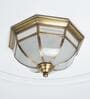 Mirage Glass & Metal Flush Ceiling Light (Antique Brass)