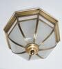 Mirage Glass & Metal Flush Ceiling Light (Antique Brass)
