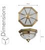 Mirage Glass & Metal Flush Ceiling Light (Antique Brass)