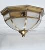 Mirage Glass & Metal Flush Ceiling Light (Antique Brass)