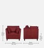 Miranda Fabric 1 Seater Sofa In Wine Red Colour