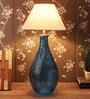 Mylo Off White Fabric Shade Night Lamp With Glass Base