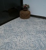 Mist Blue Geometric Wool And Cotton 7 X 5 Feet Hand Tufted Carpet