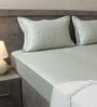 Mist Green 100% Cotton 300TC Solid Superking Bedsheet with 2 Pillow Covers (Quilted)