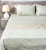 Mist Green 300TC 100% Cotton Solid Flat Embroidered Super King Bedsheet With 2 Pillow Covers