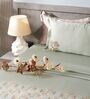 Mist Green 300TC 100% Cotton Solid Flat Embroidered Super King Bedsheet With 2 Pillow Covers