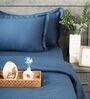 Drak Blue 300TC 100% Cotton Flat Chekered Super King Bedsheet with 2 Pillow Covers