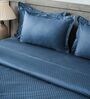 Drak Blue 300TC 100% Cotton Flat Chekered Super King Bedsheet with 2 Pillow Covers
