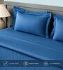 Drak Blue 300TC 100% Cotton Flat Chekered Super King Bedsheet with 2 Pillow Covers
