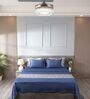 Misty Denim 300TC 100% Cotton Solid Flat Embroidered Super King Bedsheet With 2 Pillow Covers