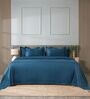 Drak Blue 300TC 100% Cotton Stripe Flat Super King Bedsheet with 2 Pillow Covers