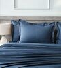 Drak Blue 400TC 100% Cotton Solid Flat Super King Bedsheet With 2 Pillow Covers